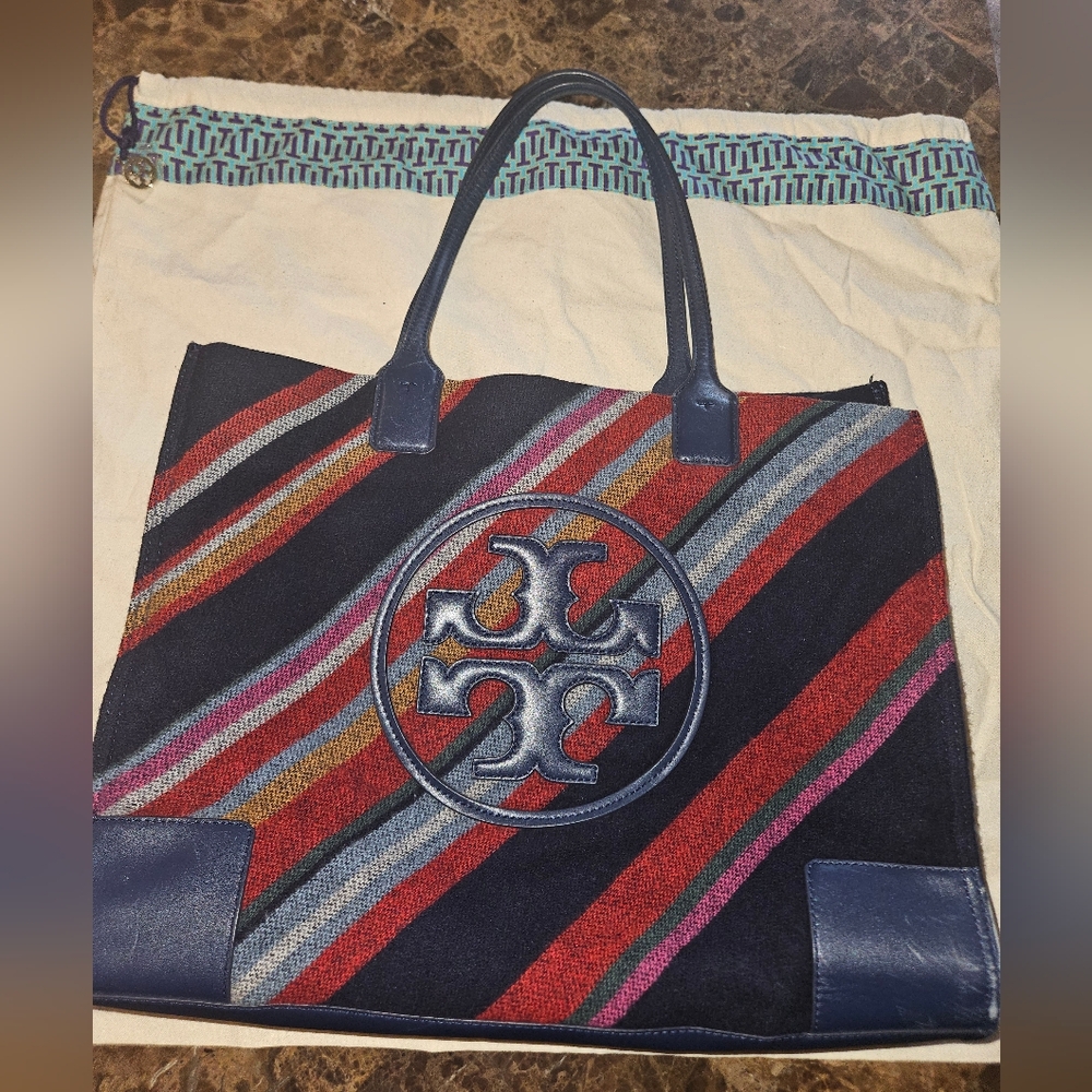 Striped Tote Bag with Logo